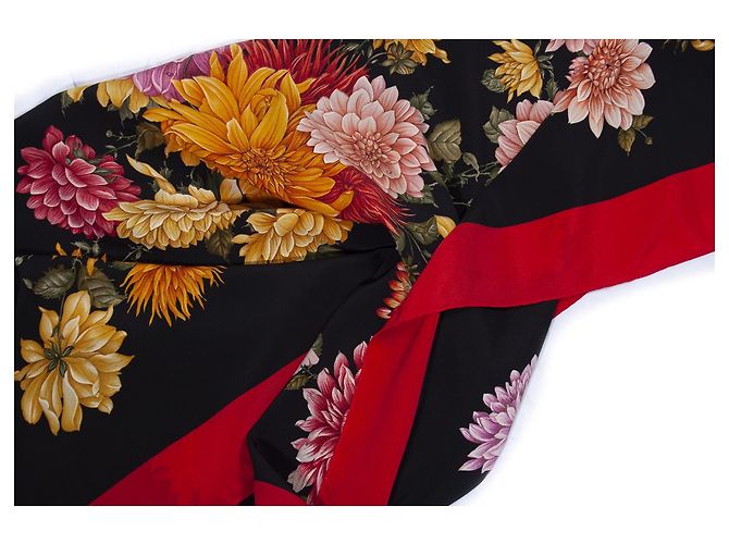 Sciarpa stampata floreale Gucci con bordo rosso Multicolore - vista 4