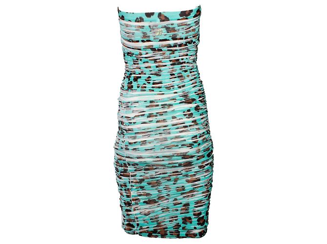 Vestido lápiz de tul Blumarine con estampado de leopardo Azul - vista 3