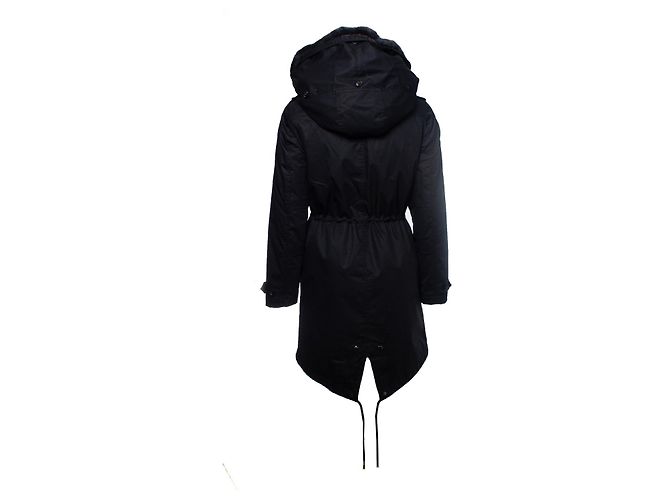 Parka de piel negra con capucha Woolrich Negro - vista 2