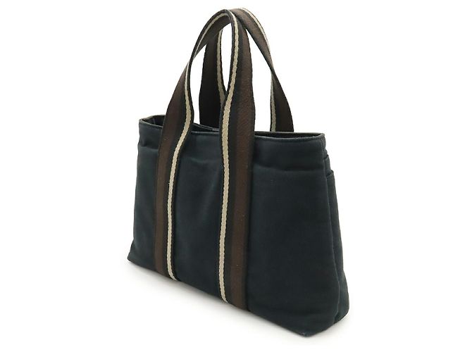 Hermès Troca Horizontal PM Canvas-Leder Tote Bag Schwarz - Ansicht 2