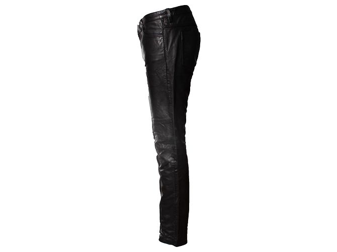 Calças cigarrete de couro Isabel Marant Étoile Preto - vista 2