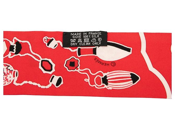 Hermès Les Flacons Bandana Seta Twilly Rosso - vista 4