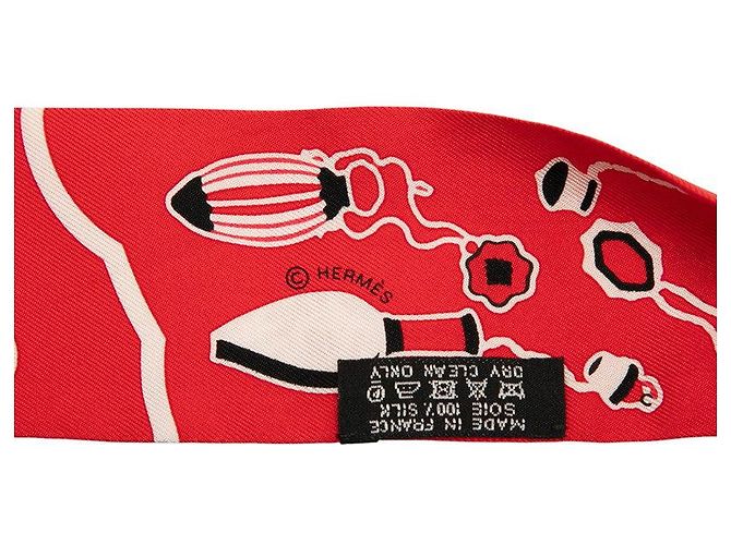 Hermès Les Flacons Bandana Seta Twilly Rosso - vista 5