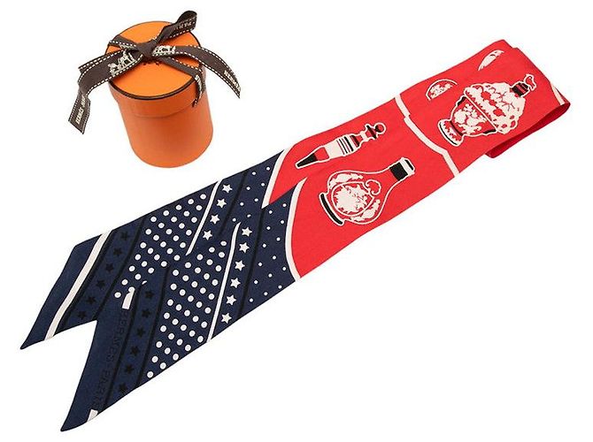 Hermès Les Flacons Bandana Seta Twilly Rosso - vista 6
