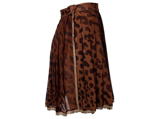 Falda plisada estampada de leopardo Gianni Versace Couture Castaño - vista 4