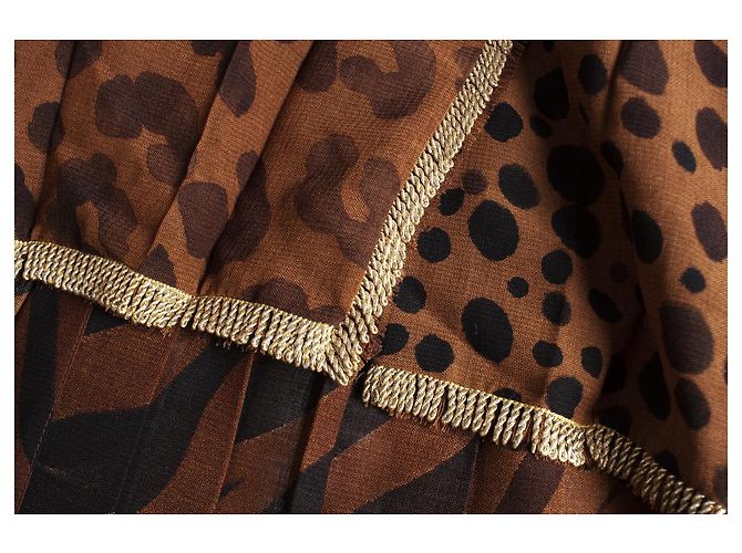 Falda plisada estampada de leopardo Gianni Versace Couture Castaño - vista 5