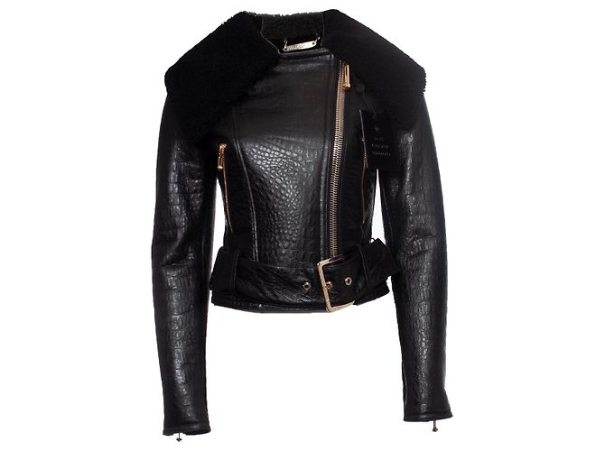 Krokodilpräge-Lederjacke Philipp Plein Schwarz - Ansicht 3