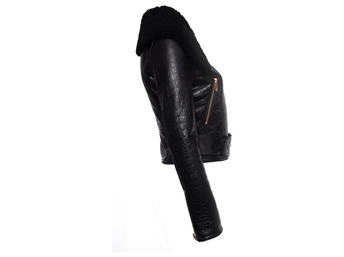 Krokodilpräge-Lederjacke Philipp Plein Schwarz - Ansicht 5