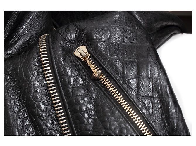 Krokodilpräge-Lederjacke Philipp Plein Schwarz - Ansicht 6