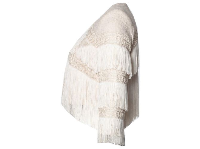 Blazer con flecos Elisabetta Franchi en crema - vista 2