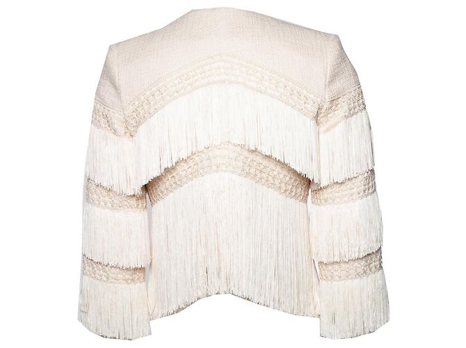Blazer con flecos Elisabetta Franchi en crema - vista 3