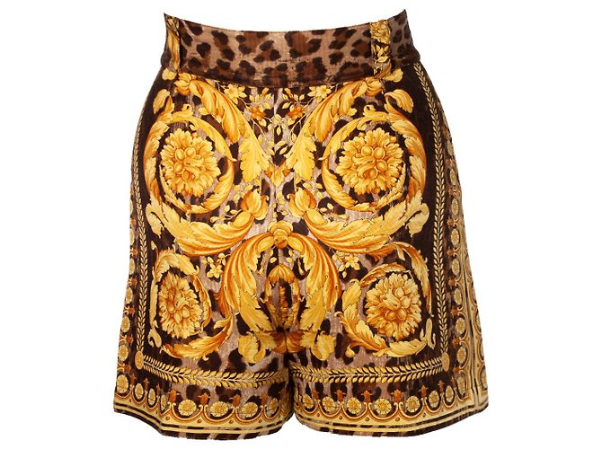 Bermuda impresso Barocco de Gianni Versace Couture Marrom - vista 2