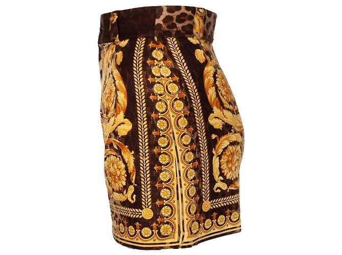 Bermuda impresso Barocco de Gianni Versace Couture Marrom - vista 3