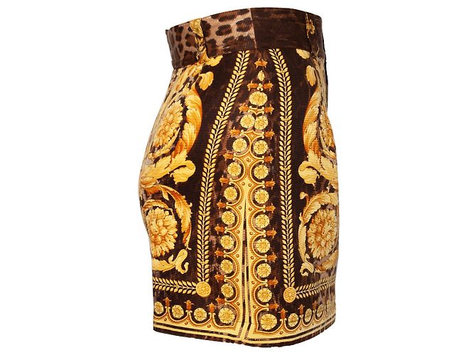 Bermuda impresso Barocco de Gianni Versace Couture Marrom - vista 4