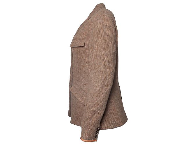 Blazer de lã Ralph Lauren com detalhes em couro Marrom - vista 2