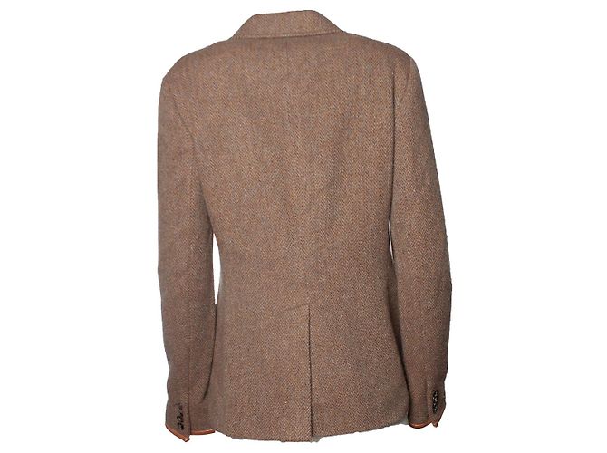 Blazer de lã Ralph Lauren com detalhes em couro Marrom - vista 3