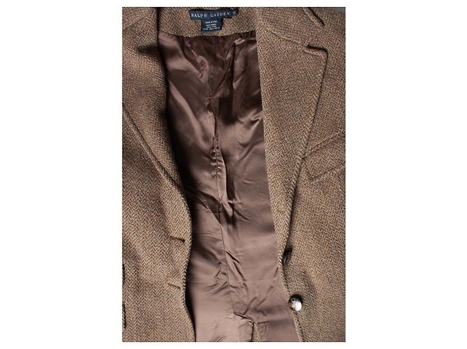 Blazer de lã Ralph Lauren com detalhes em couro Marrom - vista 6