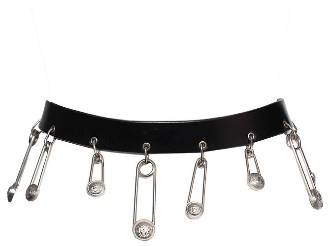 Cintura Gianni Versace con spille di sicurezza in argento Nero - vista 2