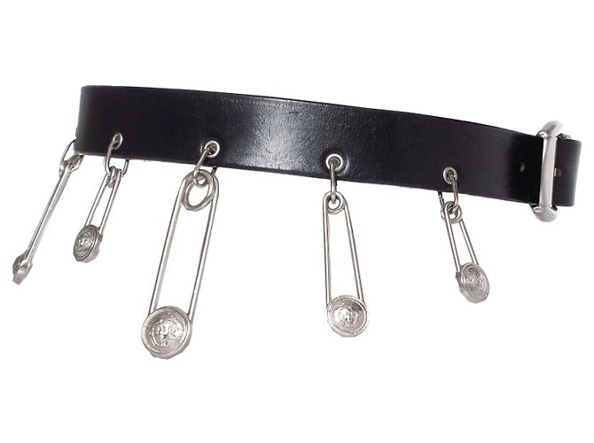 Cintura Gianni Versace con spille di sicurezza in argento Nero - vista 3