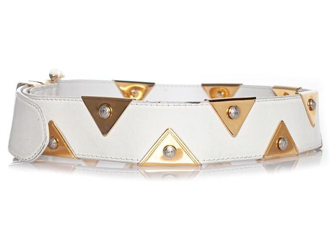 Cinturón Gianni Versace con aplicaciones de triángulo dorado Blanco - vista 4