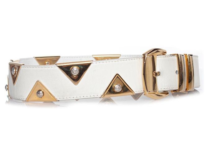 Cinturón Gianni Versace con aplicaciones de triángulo dorado Blanco - vista 5