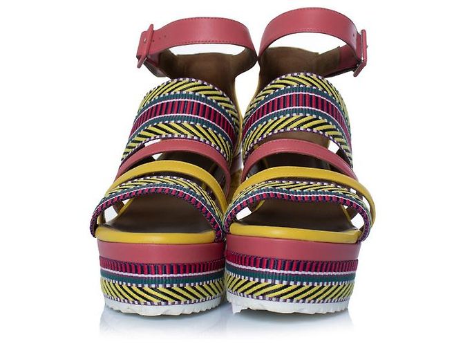 Sandali con zeppa in pelle Ines di Hermès Multicolore - vista 5