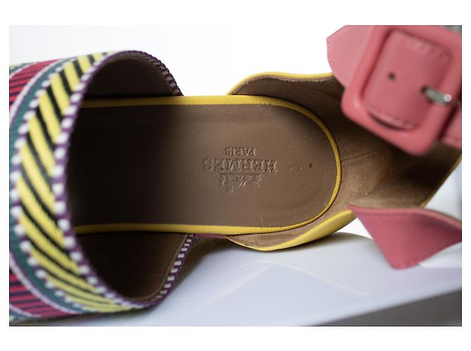 Sandali con zeppa in pelle Ines di Hermès Multicolore - vista 9