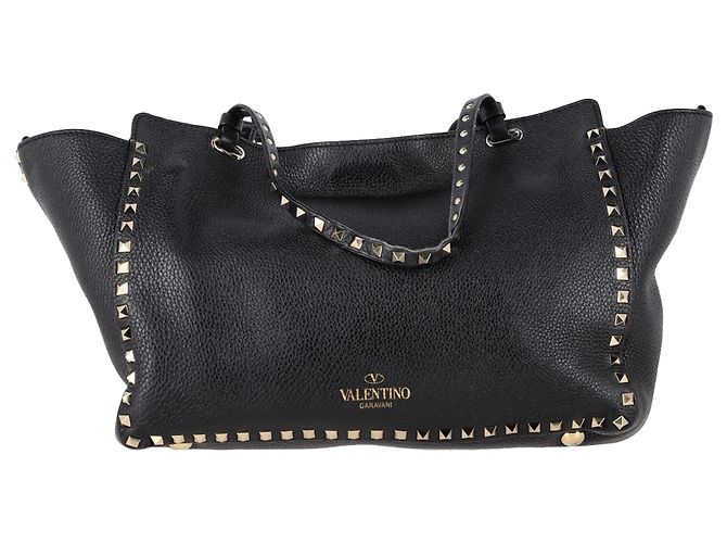 Valentino Garavani Borsa Tote Medium Rockstud Valentino in pelle di vitello nera Nero - vista 3