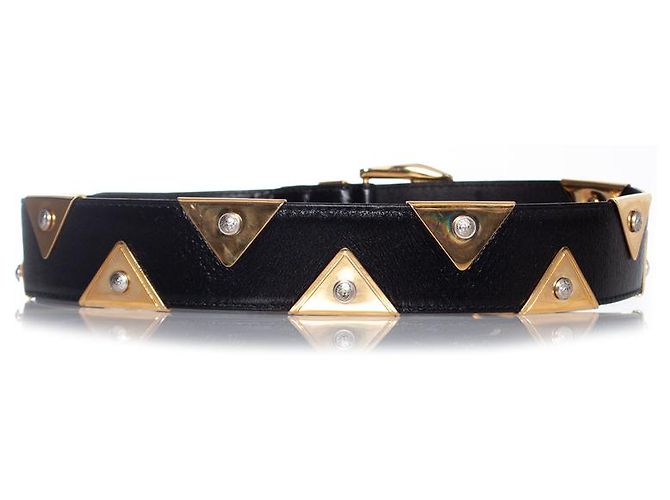 Cinturón de cuero Gianni Versace con aplicaciones de triángulo dorado Negro - vista 5