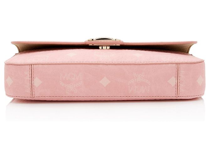 Borsa a spalla MCM Visetos in pelle di vitello logo Mode Travia piccola Rosa - vista 4