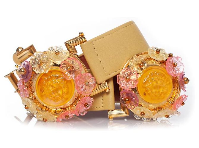Cinturón Gianni Versace con aplicaciones de medusa floral Amarillo - vista 2