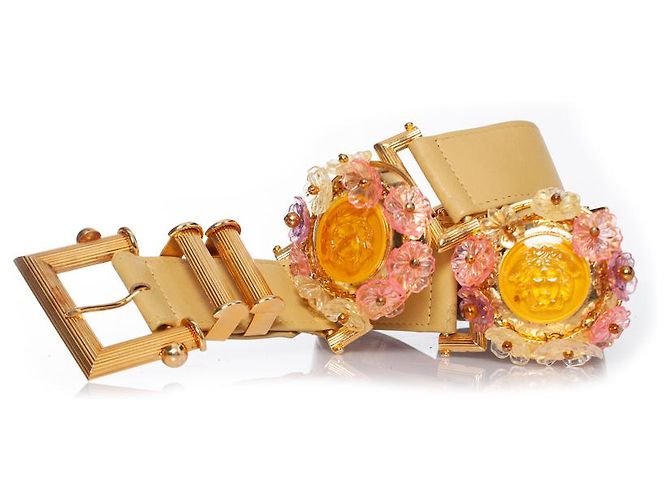 Cinturón Gianni Versace con aplicaciones de medusa floral Amarillo - vista 3