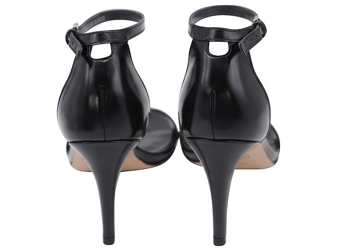 Stuart Weitzman Absatzsandalen mit Knöchelriemen aus schwarzem Leder - Ansicht 5