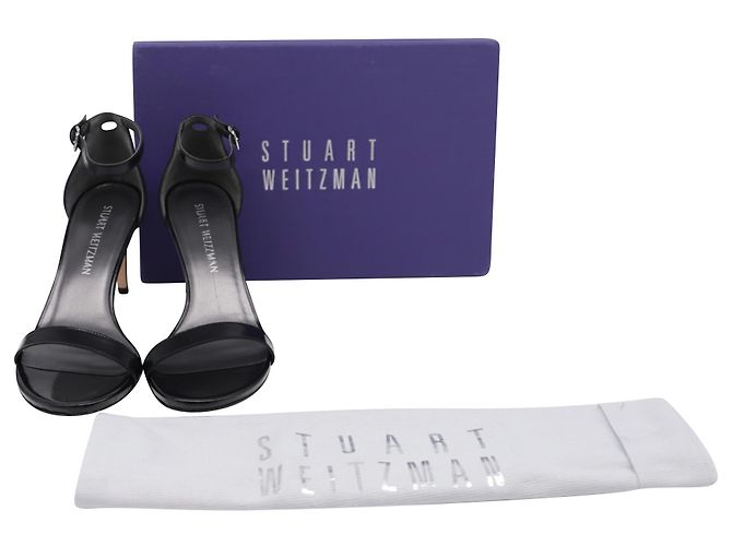 Stuart Weitzman Absatzsandalen mit Knöchelriemen aus schwarzem Leder - Ansicht 6