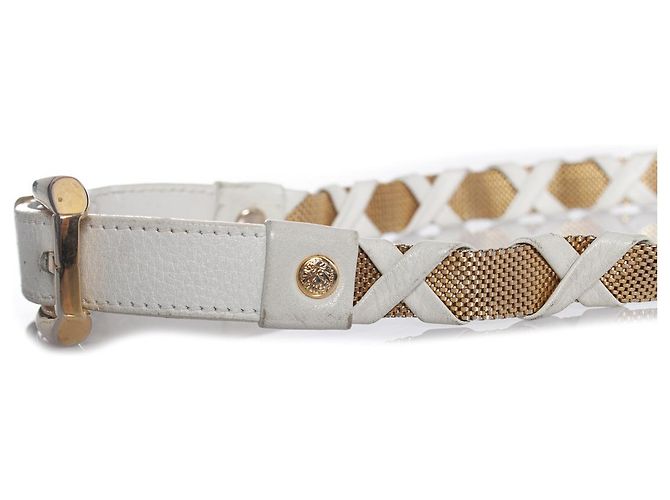 Cinto trançado de couro branco e metal Gianni Versace - vista 4