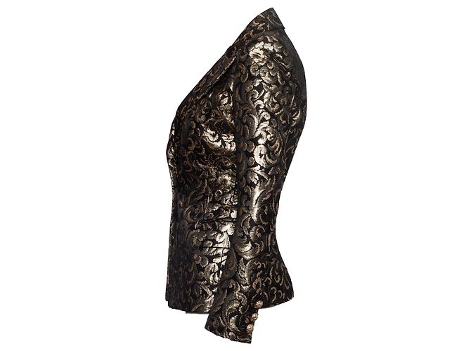 Blazer in jacquard tessuto Balmain in nero e oro - vista 3
