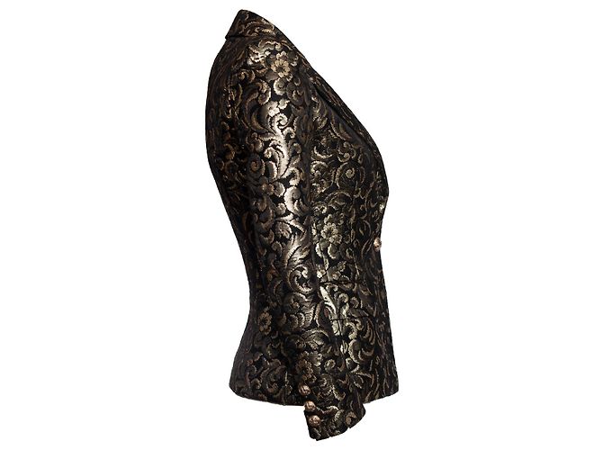 Blazer in jacquard tessuto Balmain in nero e oro - vista 4