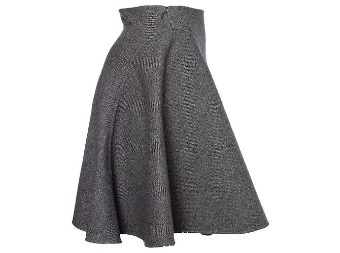 Gonna A in lana grigia Christian Dior Grigio - vista 3