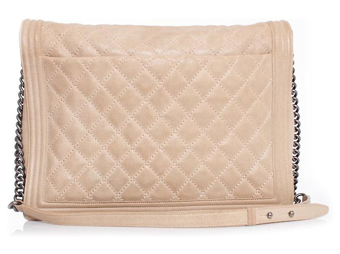 Chanel boy grande in pelle morbida beige Marrone - vista 2