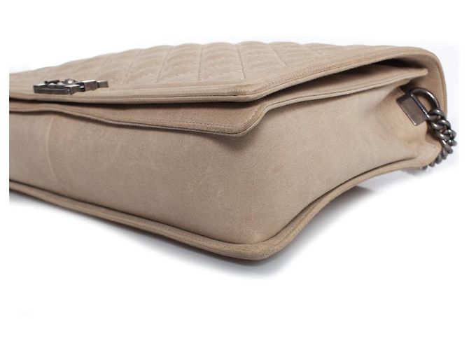 Chanel boy grande in pelle morbida beige Marrone - vista 4
