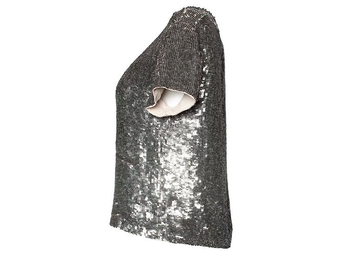 Alice + Olivia Top in paillettes Alice & Olivia con maniche corte Metallico - vista 2