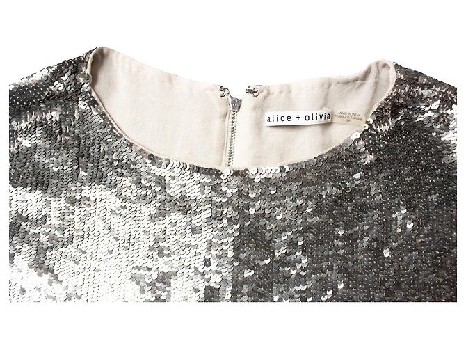 Alice + Olivia Top in paillettes Alice & Olivia con maniche corte Metallico - vista 6