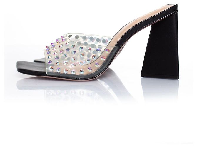 Schutz Perspex-Mules mit Strass Schwarz - Ansicht 2