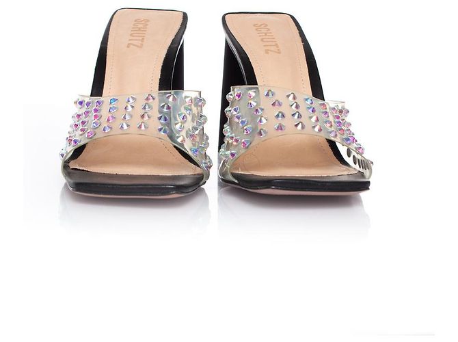 Schutz Perspex-Mules mit Strass Schwarz - Ansicht 3