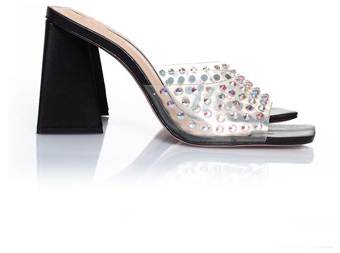 Schutz Perspex-Mules mit Strass Schwarz - Ansicht 5