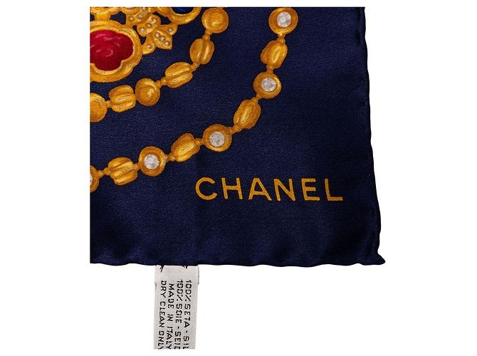 Timeless Seidenschal mit Chanel-Muster Blau - Ansicht 3
