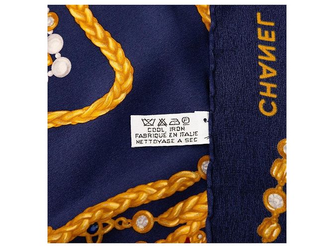 Timeless Seidenschal mit Chanel-Muster Blau - Ansicht 7