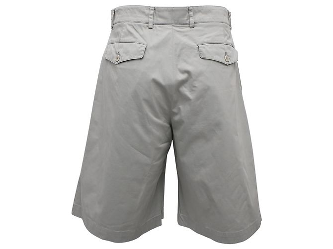 Pantalones cortos plisados Hermès en algodón gris - vista 3