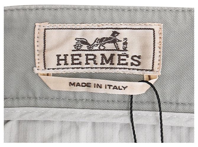 Pantalones cortos plisados Hermès en algodón gris - vista 4