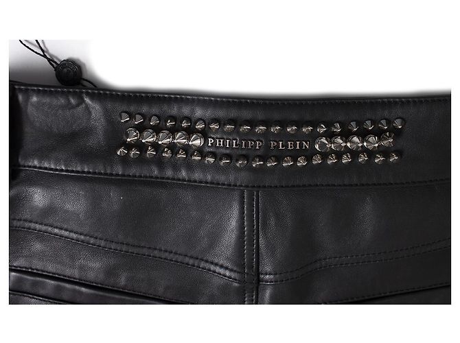 Bermuda de couro com studs Philipp Plein Preto - vista 3